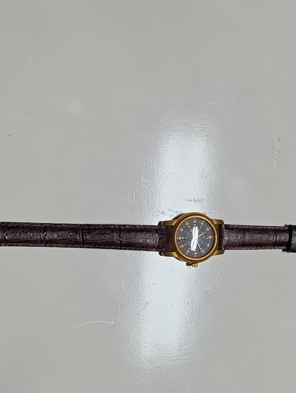 Classic Men's Brown Leather Strap Watch with Gold Case